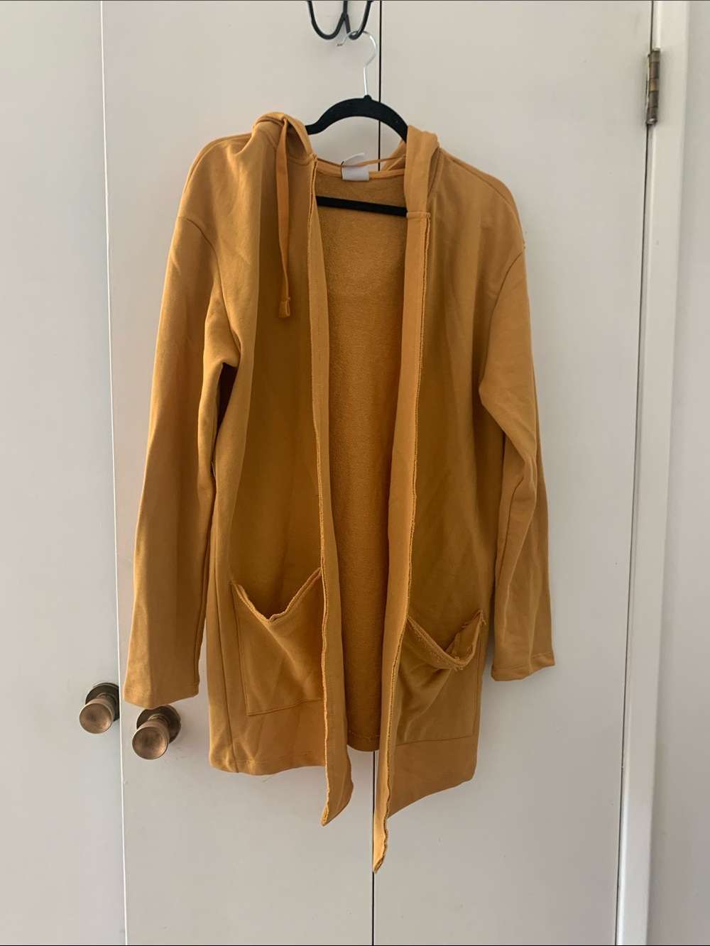 Zara Mustard Hooded Open-Front Sweater Vest
